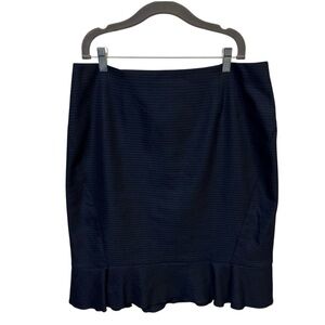 White House Black Market Navy Ruffled Pencil Skirt Size 12 NWOT